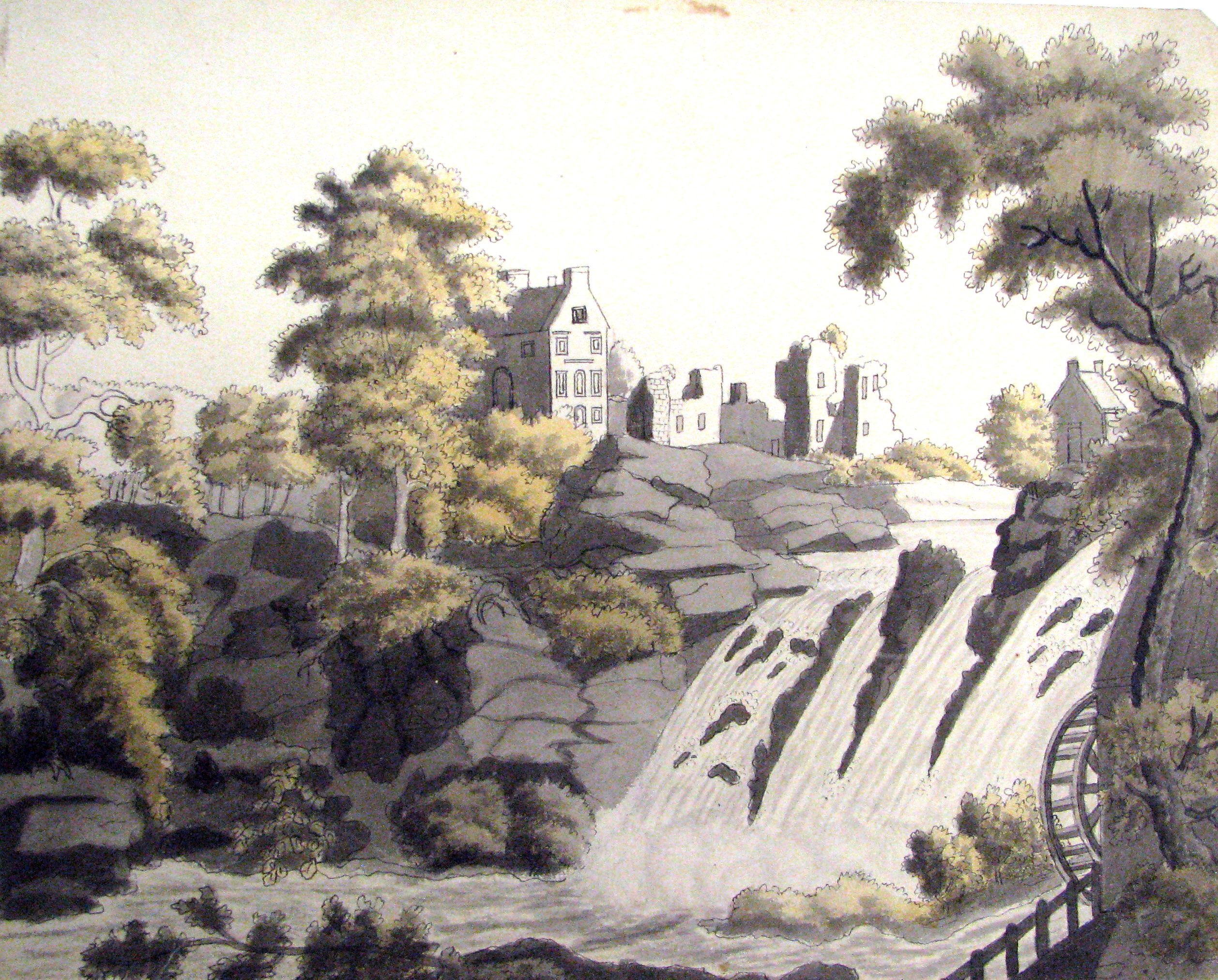 a%20drawing%20of%20a%20waterfall%20landscape